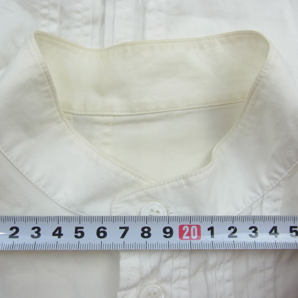 Yohji Yamamoto POUR HOMME ヨウジヤマモトプールオム HO-B24-037 フリル スタンドカラー シャツ ホワイト系 2【中古】