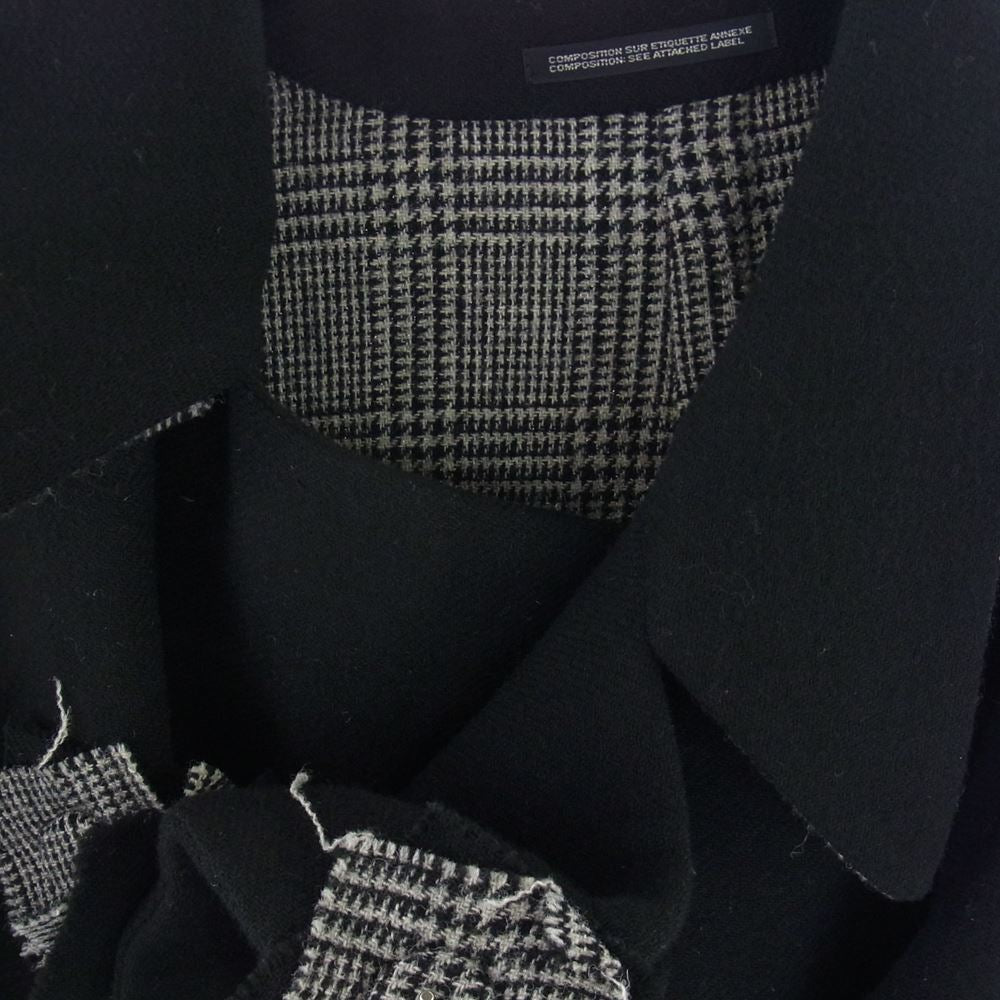 Yohji Yamamoto POUR HOMME ヨウジヤマモトプールオム 21AW HX-C14-109 I-Wフェイス ダブルフェイス ツイードチェックハギレパッチワーク マント コート ブラック系 グレー系【中古】