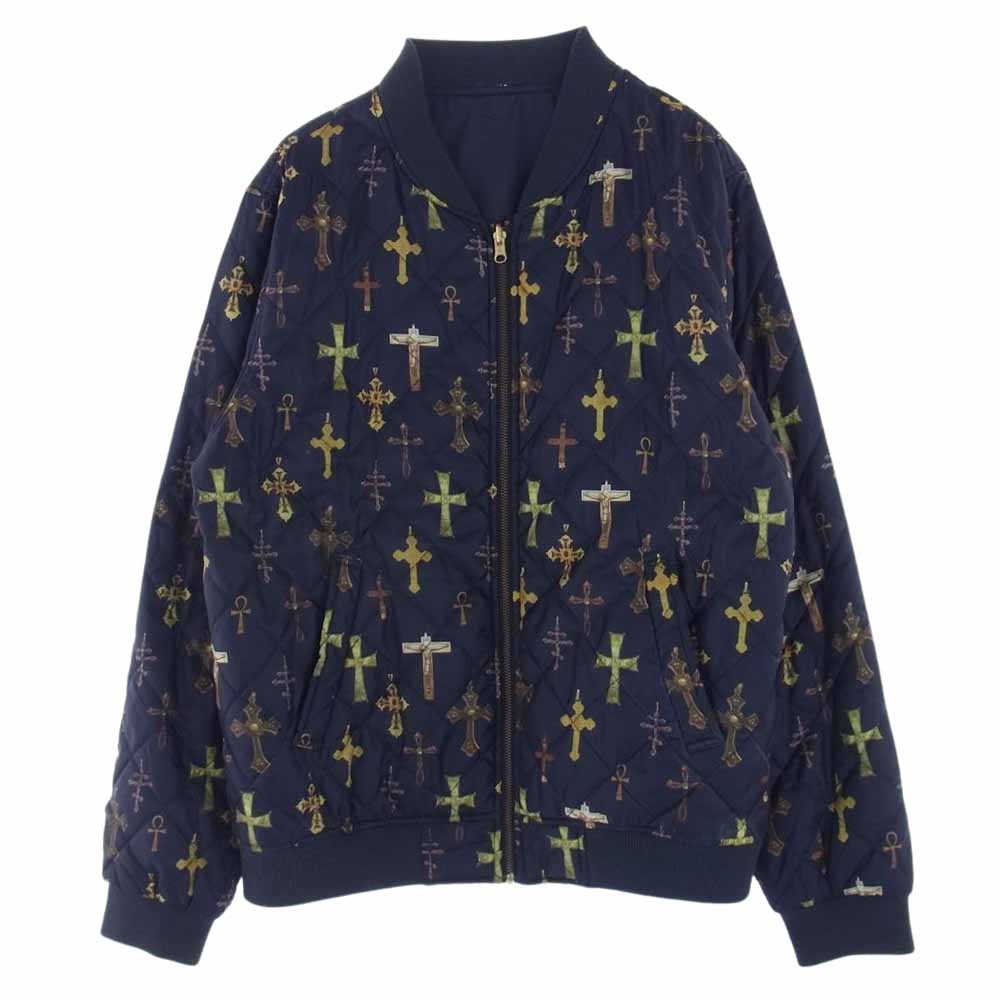 Supreme シュプリーム 13SS Crosses Reversible Bomber Jacket クロス リバーシブル キルティング ボンバー ジャケット ネイビー系【中古】