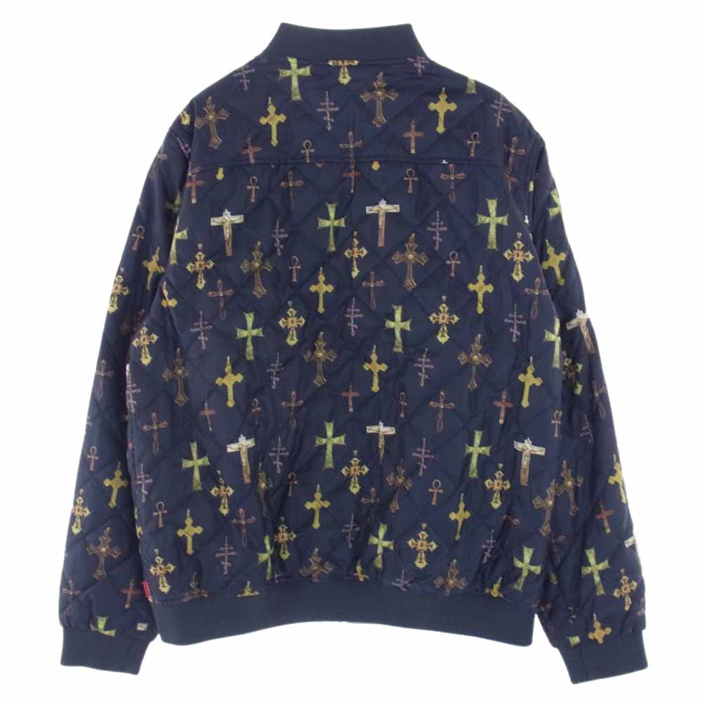 Supreme シュプリーム 13SS Crosses Reversible Bomber Jacket クロス リバーシブル キルティング ボンバー ジャケット ネイビー系【中古】