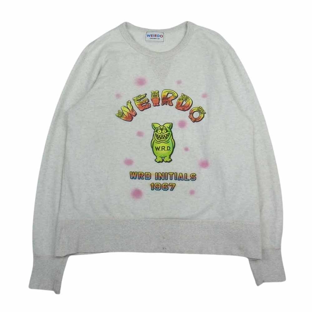 WEIRDO ウィアード 18AW WRD-18-AW-15 INITIALS SWEAT オリジナル エアブラシ 前V クルーネック スウェット グレー系 M【中古】