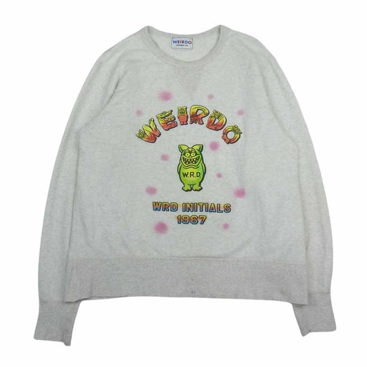 WEIRDO ウィアード 18AW WRD-18-AW-15 INITIALS SWEAT オリジナル エアブラシ 前V クルーネック スウェット グレー系 M【中古】