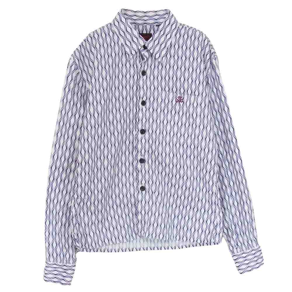 R.J.B アールジェイビー 総柄 長袖 シャツ ホワイト系 パープル系 36【中古】