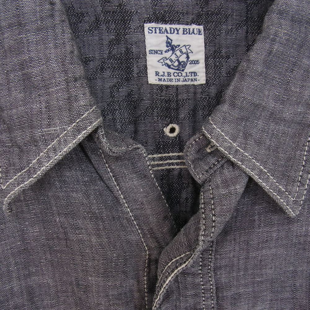 R.J.B アールジェイビー シャンブレー 山ポケ ワーク 長袖 シャツ グレー系 36【中古】