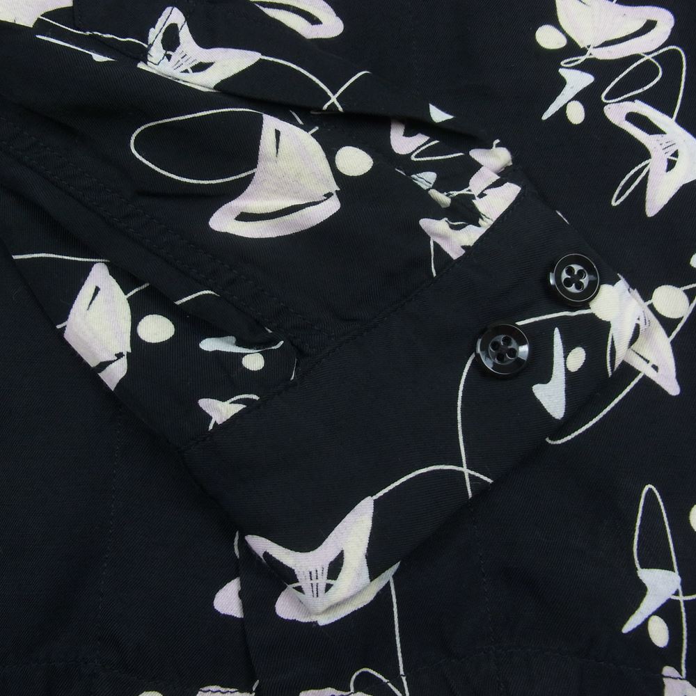 R.J.B アールジェイビー レーヨン プリント オープンカラー 長袖 シャツ ブラック系 36【中古】