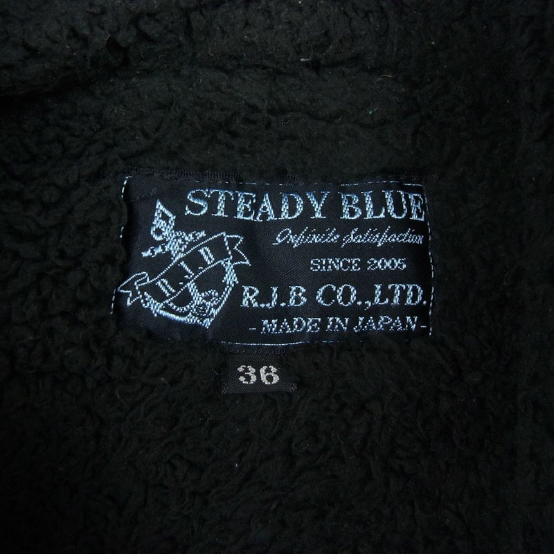 R.J.B アールジェイビー STEADY BLUE ラムレザー 切替 キルティング ボア ベスト ブラック系 36【中古】