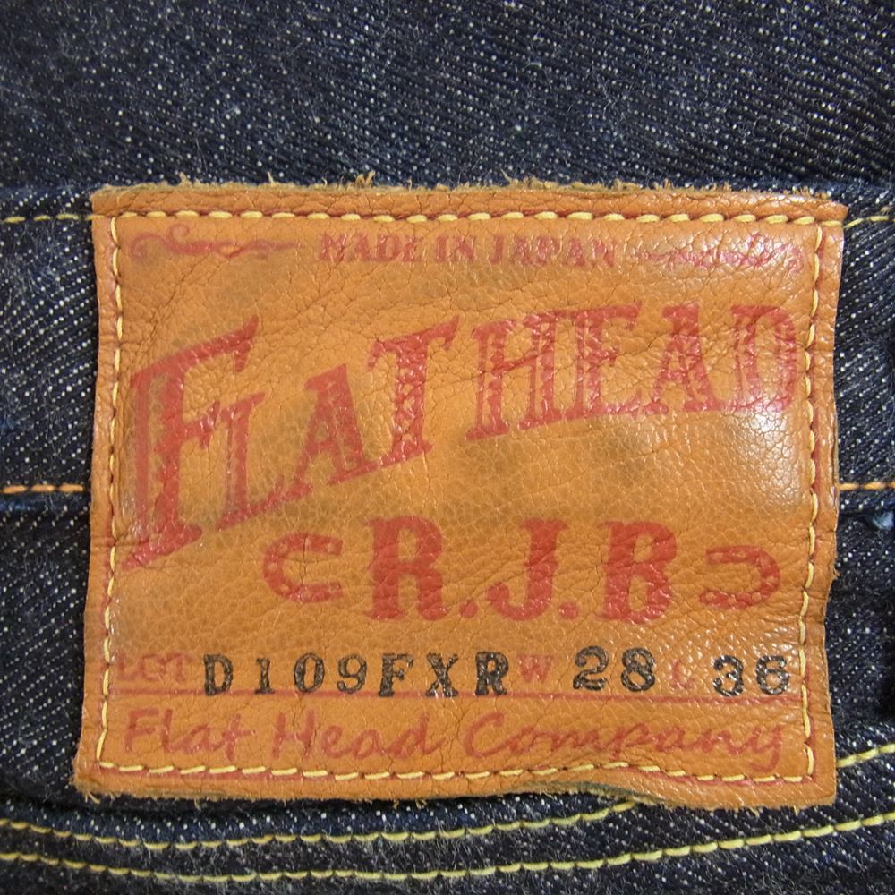 R.J.B アールジェイビー D109FXR FLAT HEAD フラット ヘッド ボタンフライ テーパード ストレート デニム パンツ インディゴブルー系 28【中古】