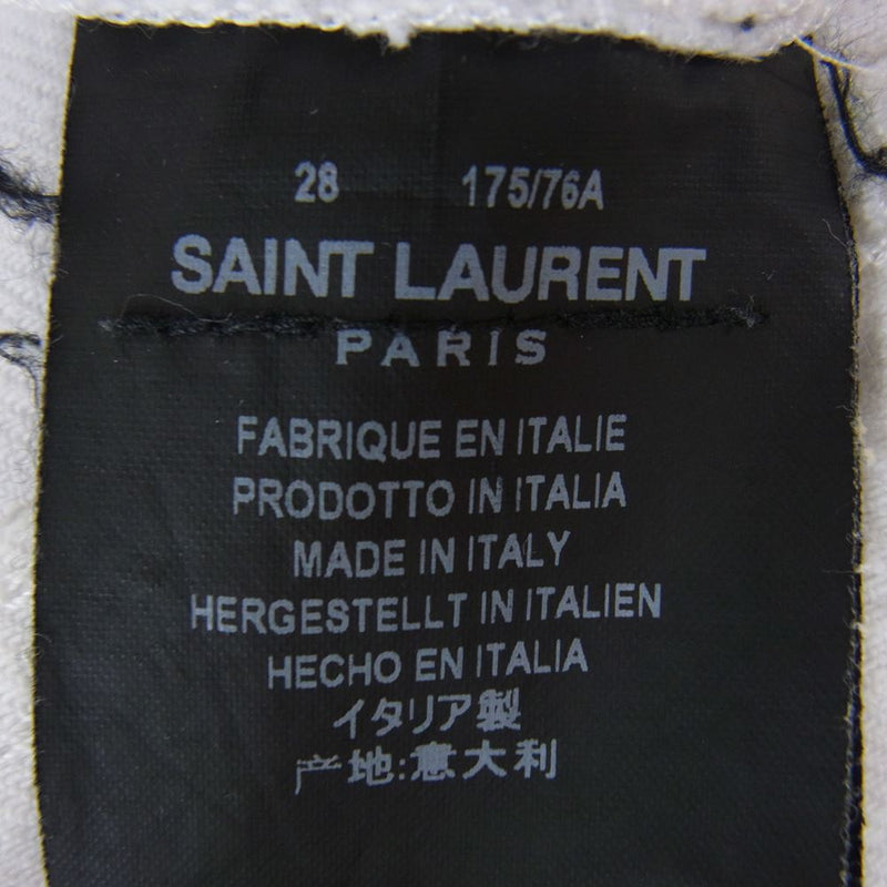 SAINT LAURENT サンローラン 415452 Y888L クラッシュ ダメージ リペア加工 デニム パンツ ホワイト系 28【中古】