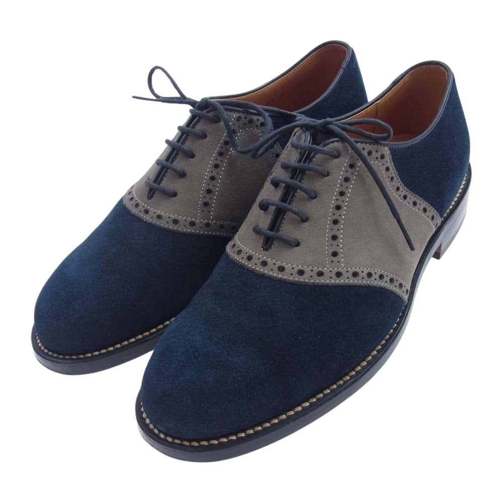 R.J.B アールジェイビー SADDLE SHOES スエード サドル ビジネス シューズ ダークネイビー系 グレー系 7【中古】