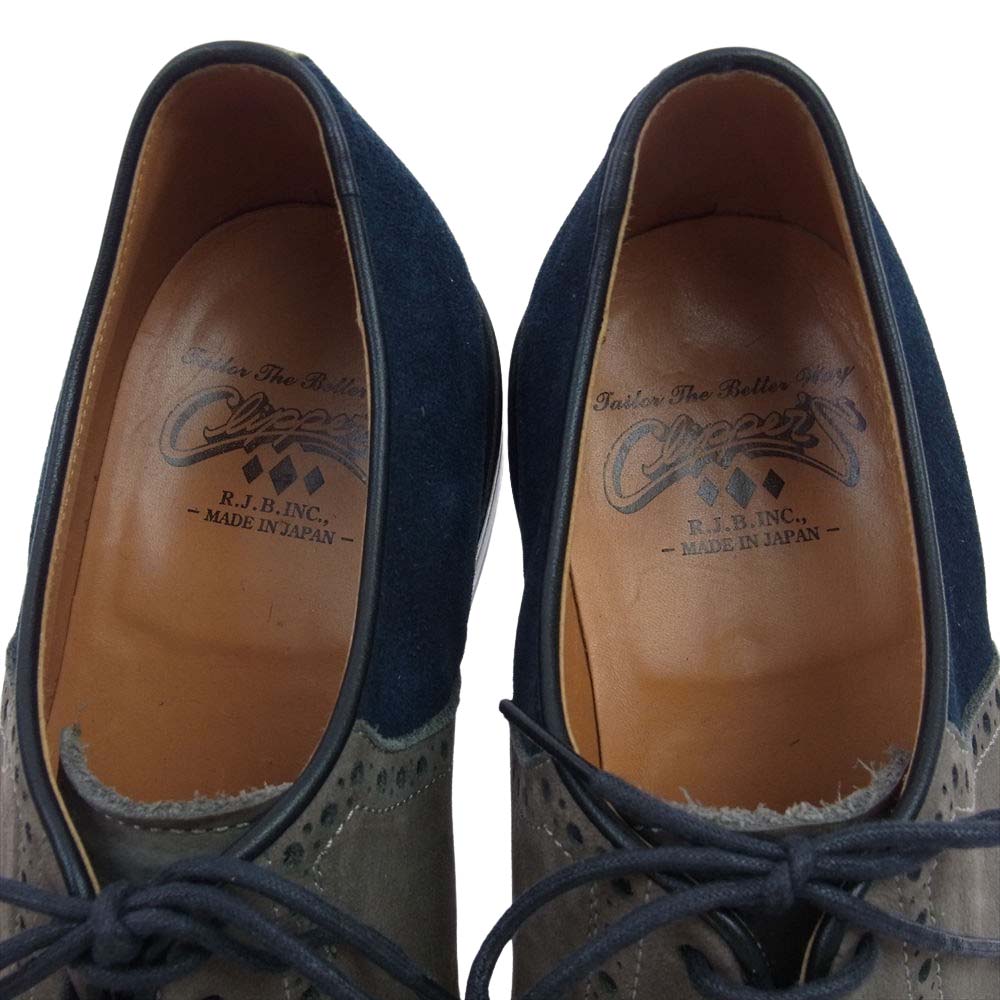 R.J.B アールジェイビー SADDLE SHOES スエード サドル ビジネス シューズ ダークネイビー系 グレー系 7【中古】