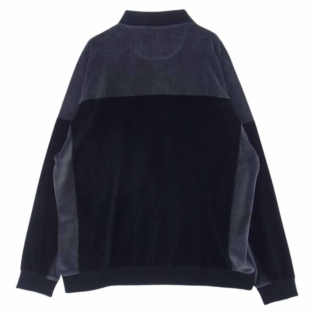 Supreme シュプリーム 22AW Paneled Velour L/S Polo パネル ベロア ポロシャツ 長袖 ブラック系 グレー系 L【中古】