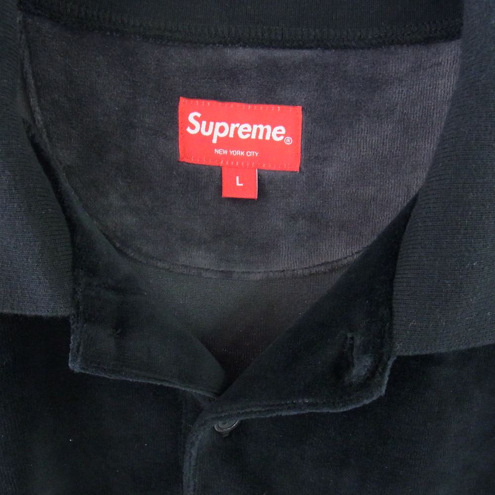 Supreme シュプリーム 22AW Paneled Velour L/S Polo パネル ベロア ポロシャツ 長袖 ブラック系 グレー系 L【中古】