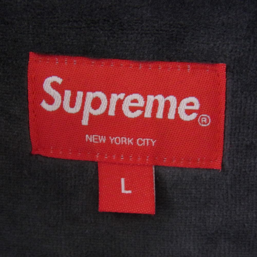 Supreme シュプリーム 22AW Paneled Velour L/S Polo パネル ベロア ポロシャツ 長袖 ブラック系 グレー系 L【中古】