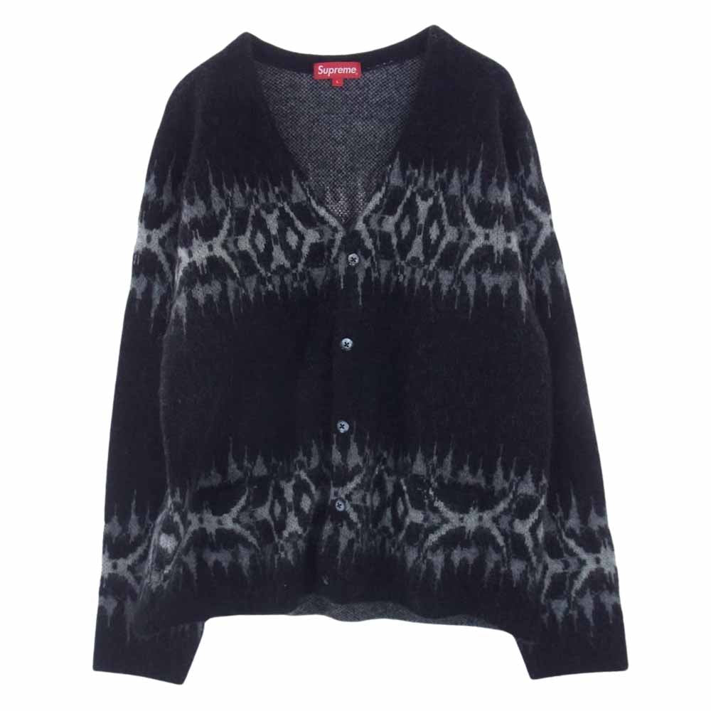Supreme シュプリーム 22AW Abstract Stripe Cardigan アブストラクト ストライプ カーディガン モヘア ブラック系 グレー系 L【美品】【中古】