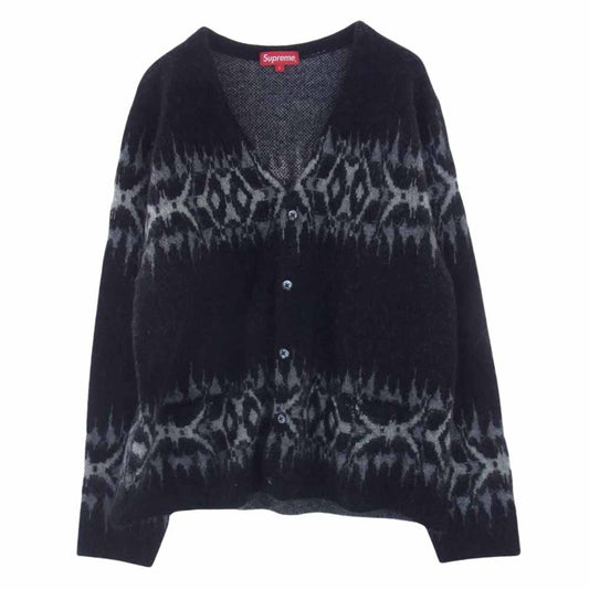 Supreme シュプリーム 22AW Abstract Stripe Cardigan アブストラクト ストライプ カーディガン モヘア ブラック系 グレー系 L【美品】【中古】