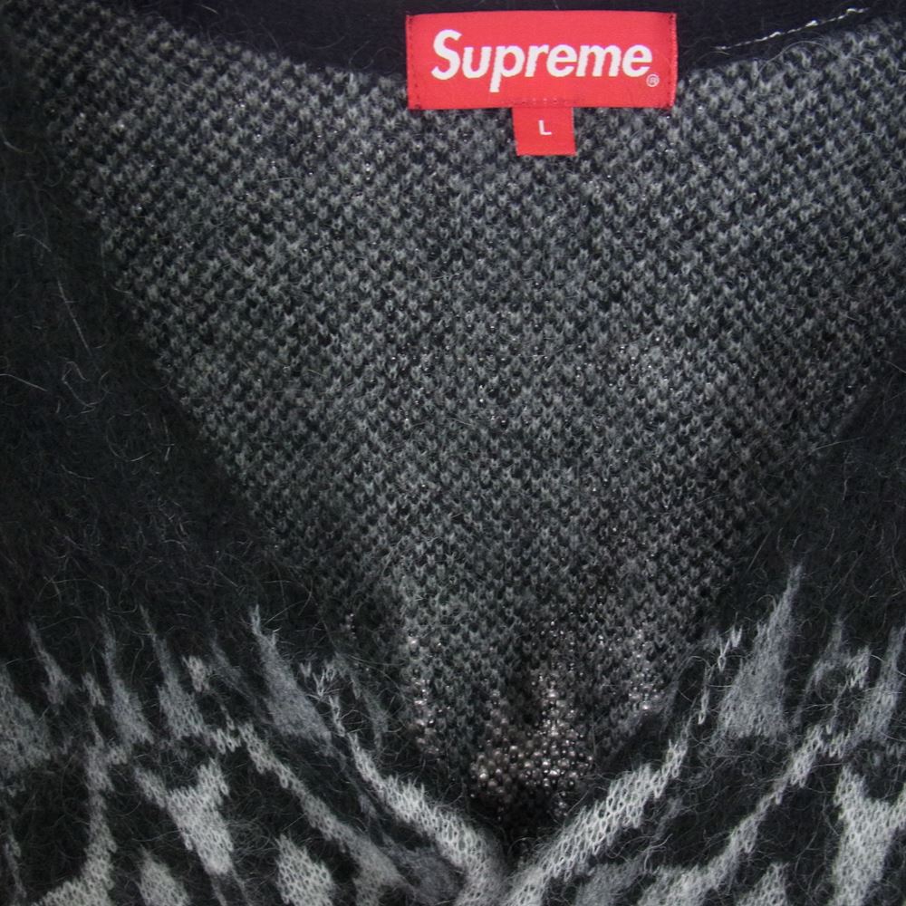 Supreme シュプリーム 22AW Abstract Stripe Cardigan アブストラクト ストライプ カーディガン モヘア ブラック系 グレー系 L【美品】【中古】