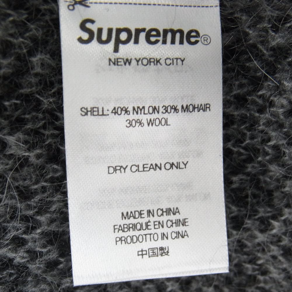 Supreme シュプリーム 22AW Abstract Stripe Cardigan アブストラクト ストライプ カーディガン モヘア ブラック系 グレー系 L【美品】【中古】