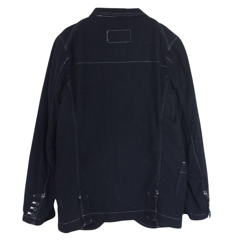 COMME des GARCONS HOMME DEUX コムデギャルソンオムドゥ DQ-J032 カシミヤ混 ウール テーラード ジャケット パッカリングステッチ ダークネイビー系 XS【中古】