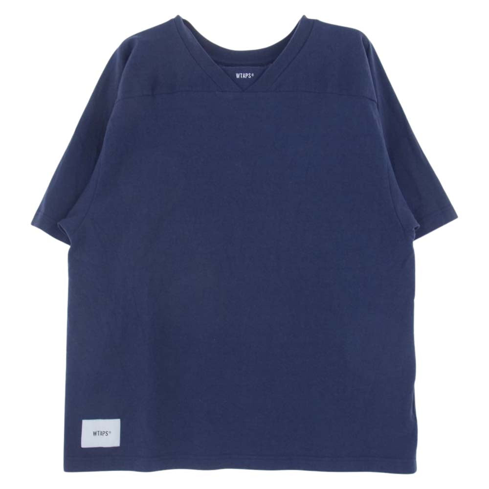 WTAPS ダブルタップス 21SS 211ATDT-CSM31 QB SS COTTON フットボール 半袖 Ｔシャツ カットソー ネイビー系 X03【中古】