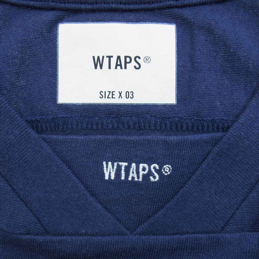 WTAPS ダブルタップス 21SS 211ATDT-CSM31 QB SS COTTON フットボール 半袖 Ｔシャツ カットソー ネイビー系 X03【中古】