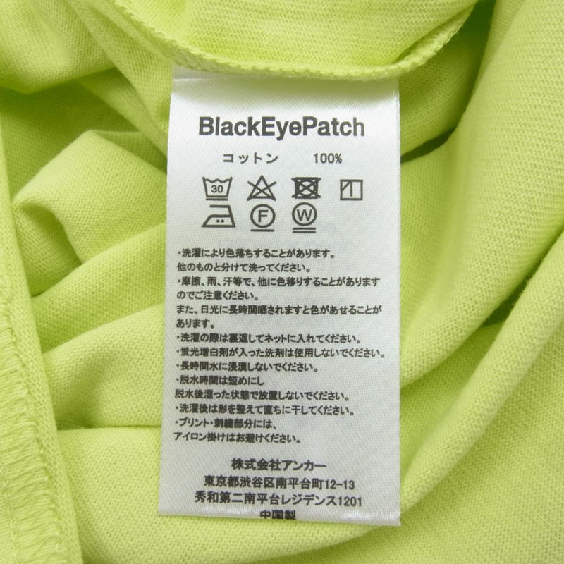 ブラックアイパッチ 22SS BEPSS22EI19 SMALL OG LABEL TEE スモールロゴ刺繍 半袖 Tシャツ ライムイエロー S【新古品】【未使用】【中古】