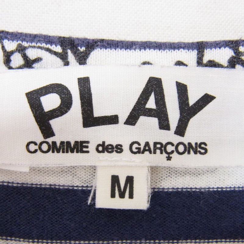 PLAY COMME des GARCONS プレイコムデギャルソン AZ-T159 ワッペン ボーダー 総柄 カットソー 長袖 Tシャツ ネイビー系 M【中古】