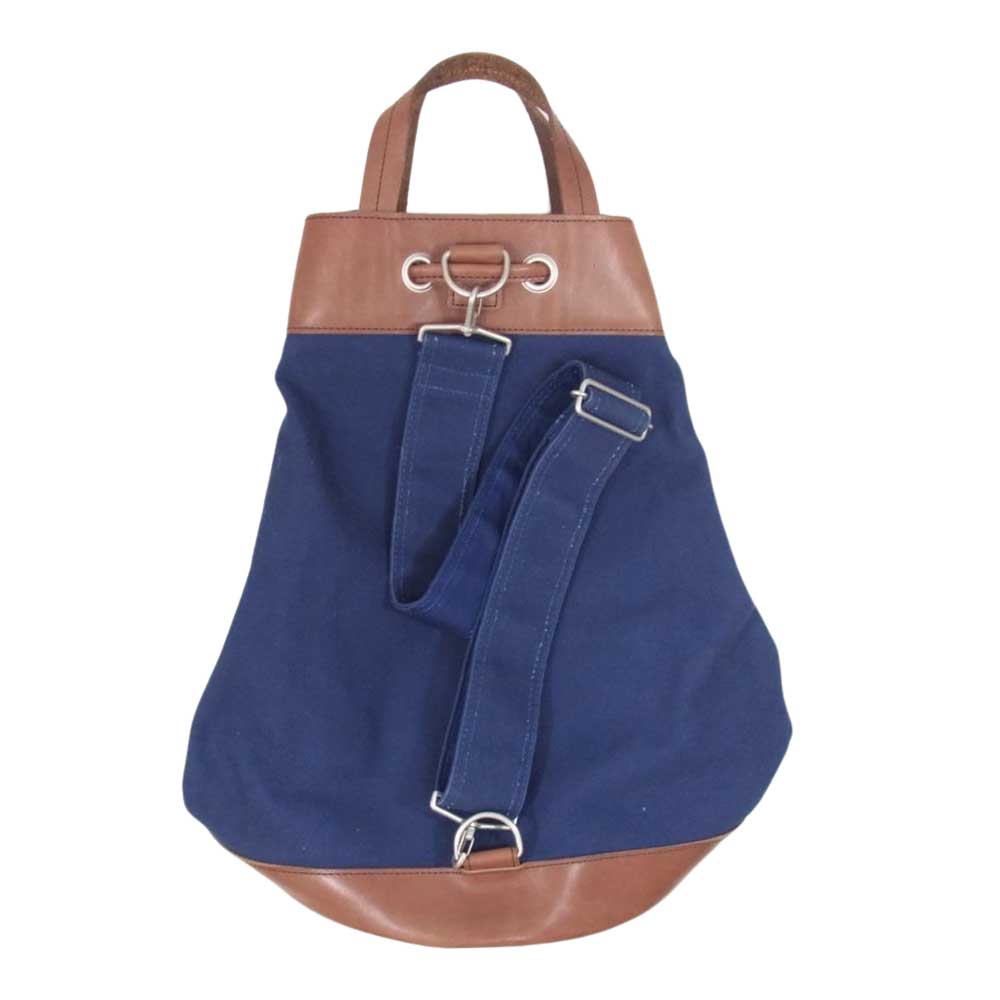 JUNYA WATANABE COMME des GARCONS ジュンヤワタナベコムデギャルソン JG-K201 キャンバス レザー ワンショルダー バケツ バッグ  ネイビー系【中古】