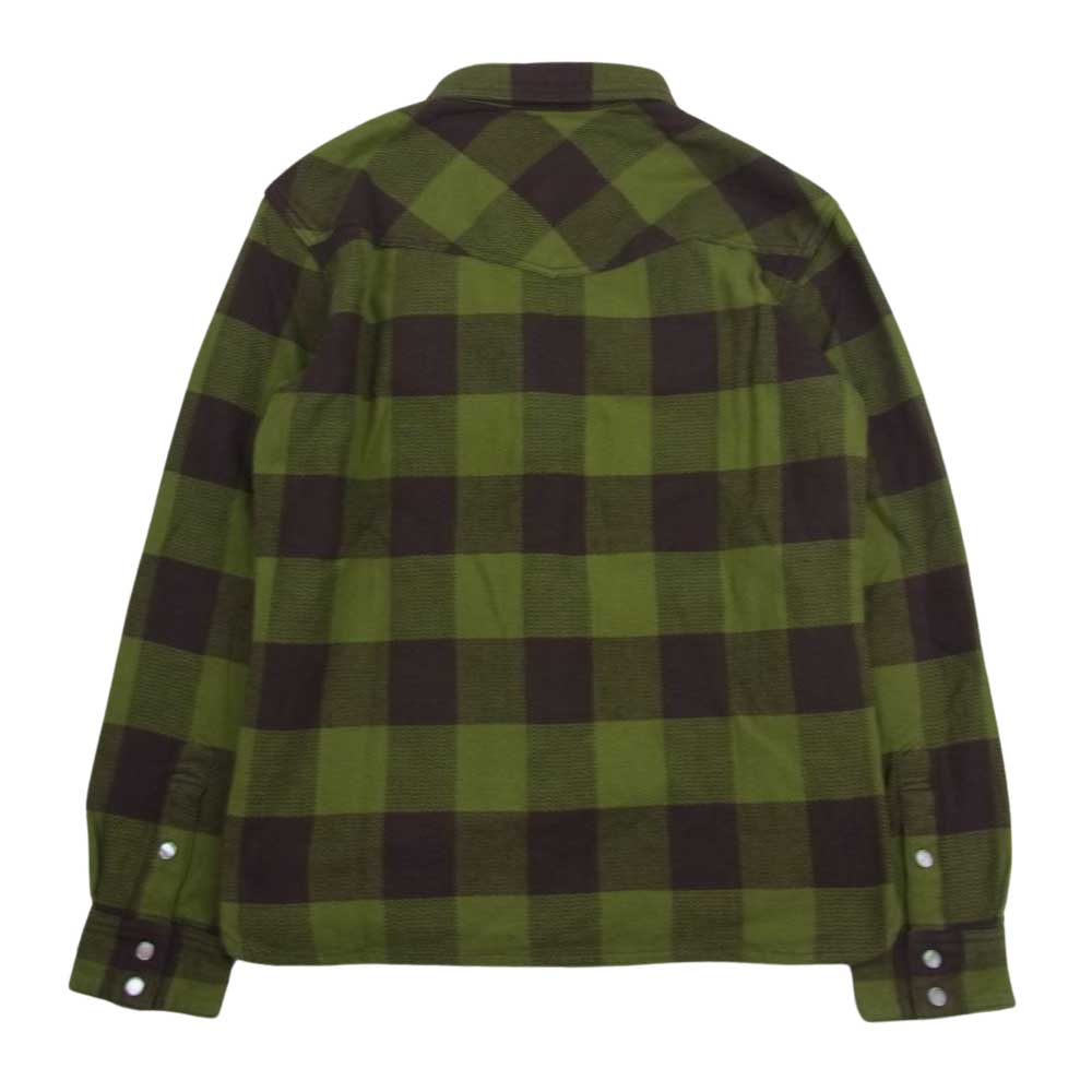 THE FLAT HEAD ザフラットヘッド HNW-52W ヘビー ネル ウエスタン シャツ 長袖 グリーン系 ブラウン系 38【美品】【中古】