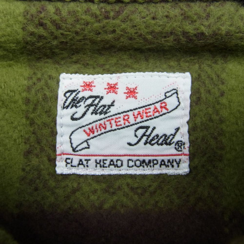 THE FLAT HEAD ザフラットヘッド HNW-52W ヘビー ネル ウエスタン シャツ 長袖 グリーン系 ブラウン系 38【美品】【中古】