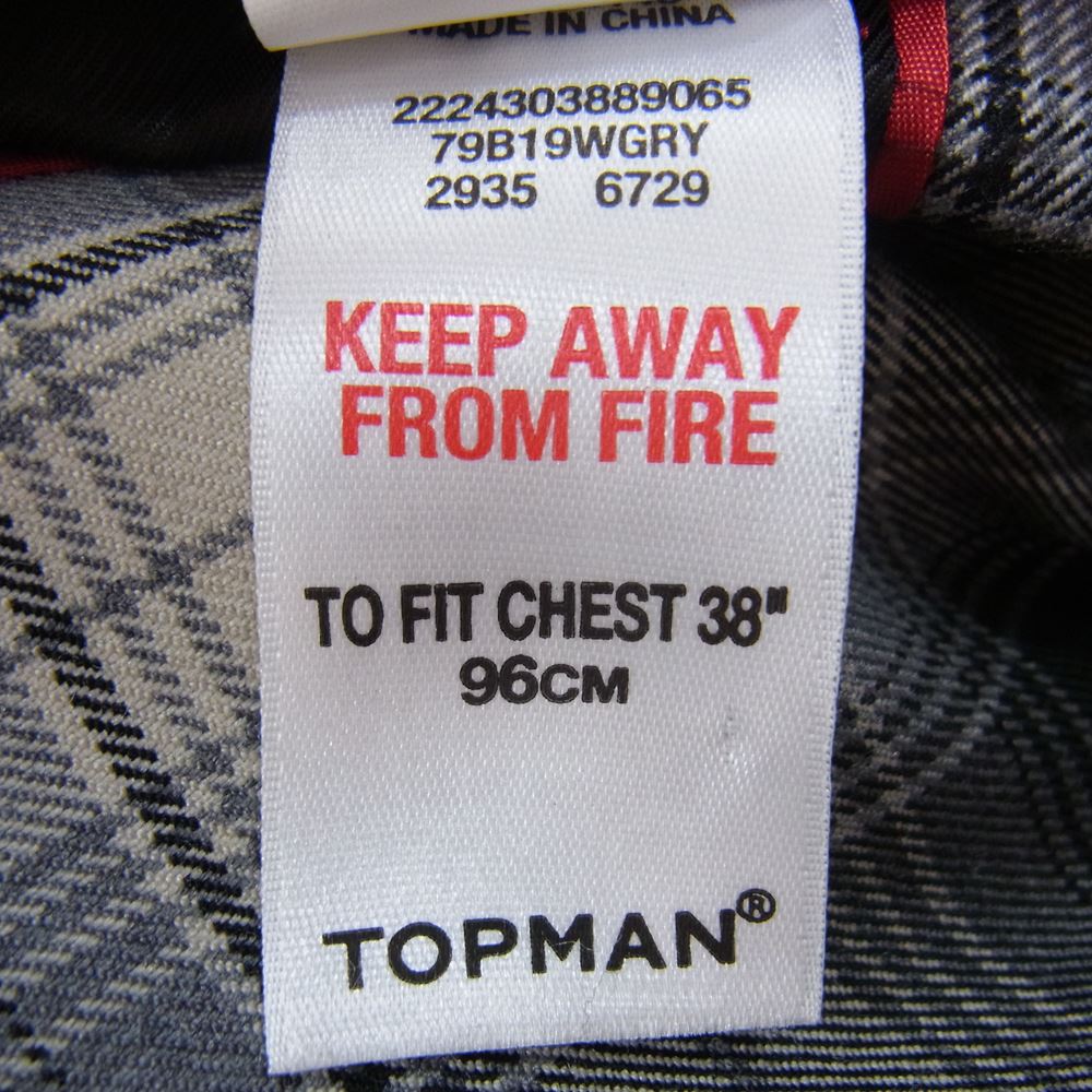 トップマン チェック テーラード ジャケット ブラック系 グレー系 ホワイト系 US 38【美品】【中古】