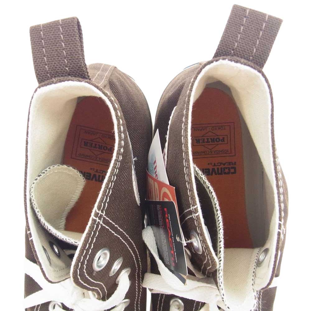 CONVERSE コンバース REACT リアクト × PORTER ポーター ALL STAR HI 1SD501 オールスター ハイカット スニーカー ブラウン系【新古品】【未使用】【中古】
