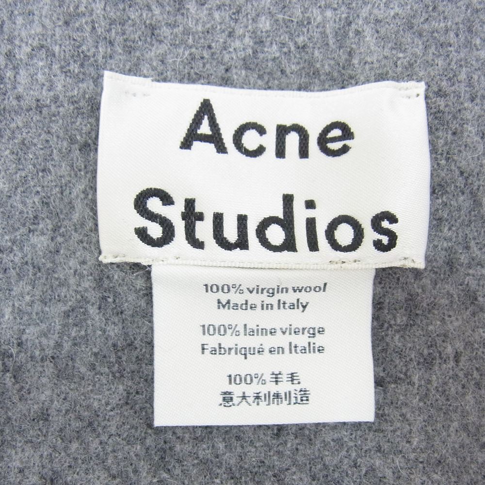 ACNE STUDIOS アクネストゥディオズ ヴァージンウール 100％ フリンジ ストール マフラー グレー系【中古】