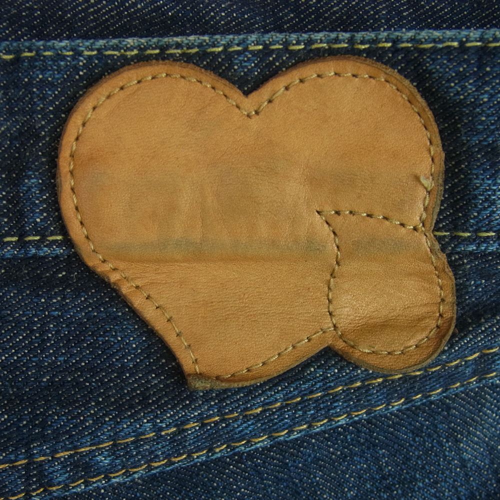 NUMBER(N)INE ナンバーナイン ハート涙パッチ ストレート デニム パンツ コットン 日本製 インディゴブルー系 3【中古】