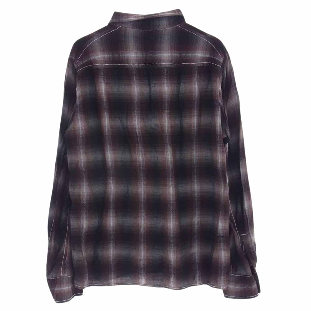 NUMBER(N)INE ナンバーナイン 08AW F08-NS007 ポートランド期 オンブレチェック レーヨン 長袖 シャツ ブラウン系 2【中古】
