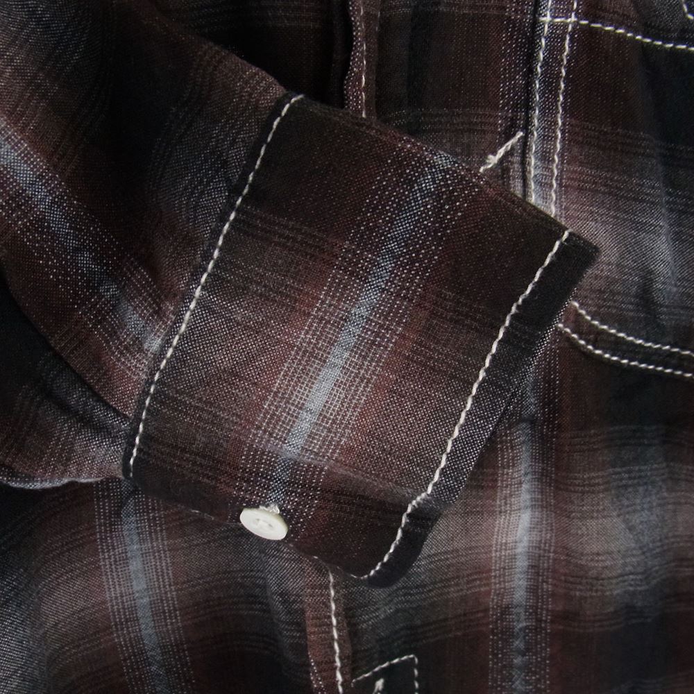 NUMBER(N)INE ナンバーナイン 08AW F08-NS007 ポートランド期 オンブレチェック レーヨン 長袖 シャツ ブラウン系 2【中古】