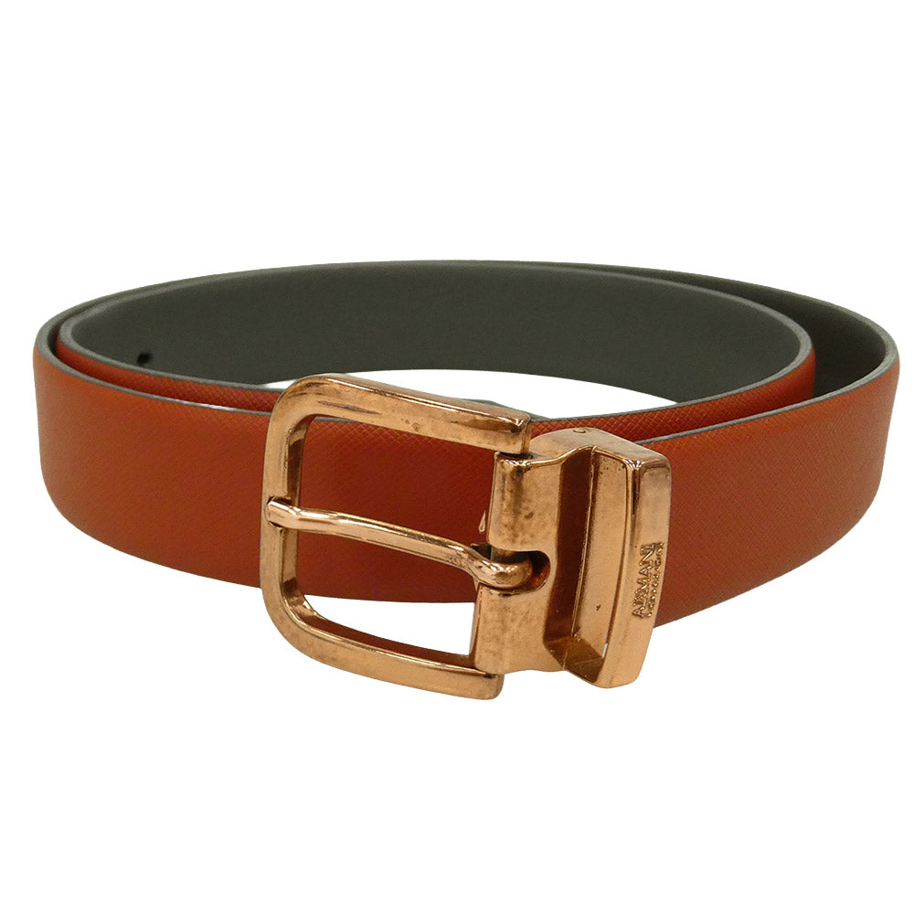ARMANI COLLEZIONI アルマーニコレッツォーニ ブロンズバックル レザー ベルト ブラウン系【中古】