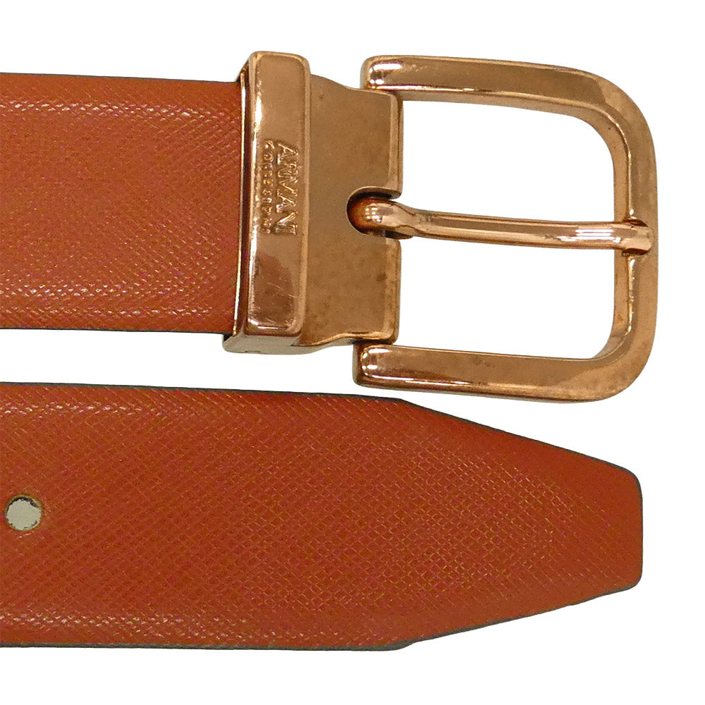 ARMANI COLLEZIONI アルマーニコレッツォーニ ブロンズバックル レザー ベルト ブラウン系【中古】