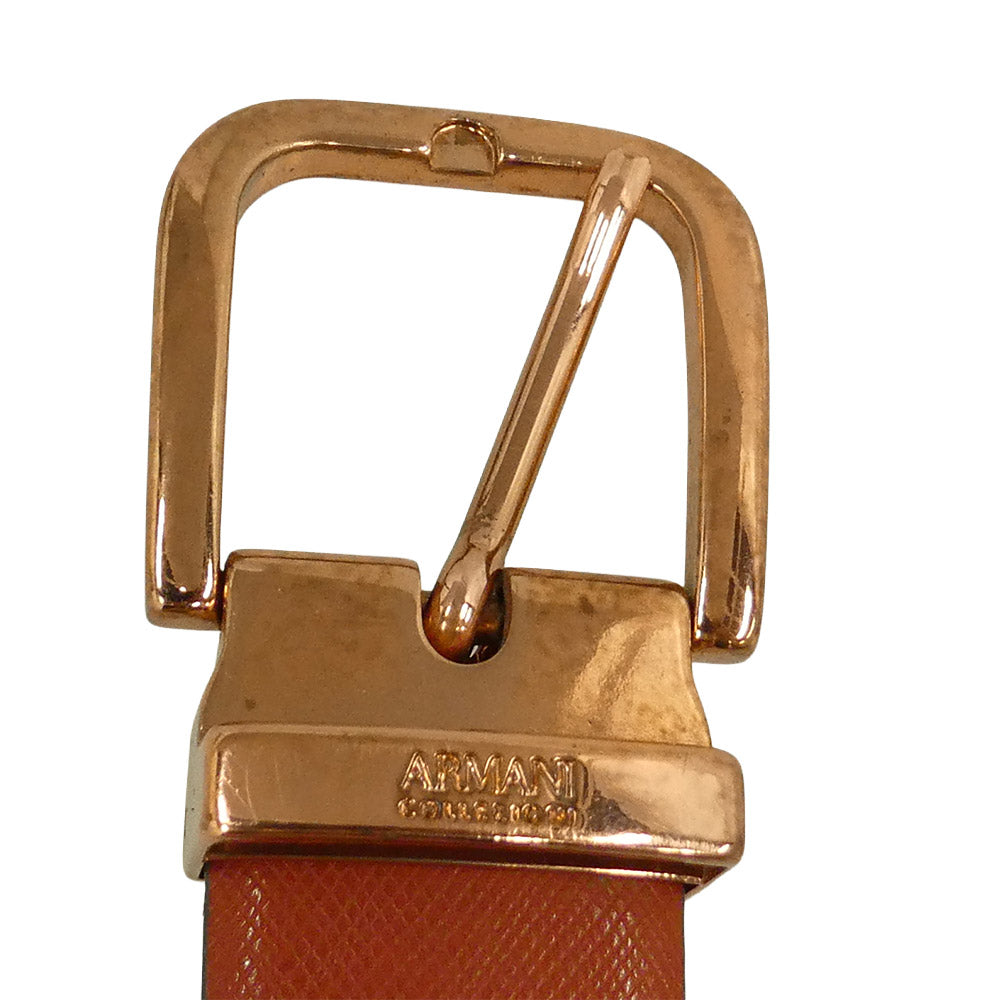 ARMANI COLLEZIONI アルマーニコレッツォーニ ブロンズバックル レザー ベルト ブラウン系【中古】