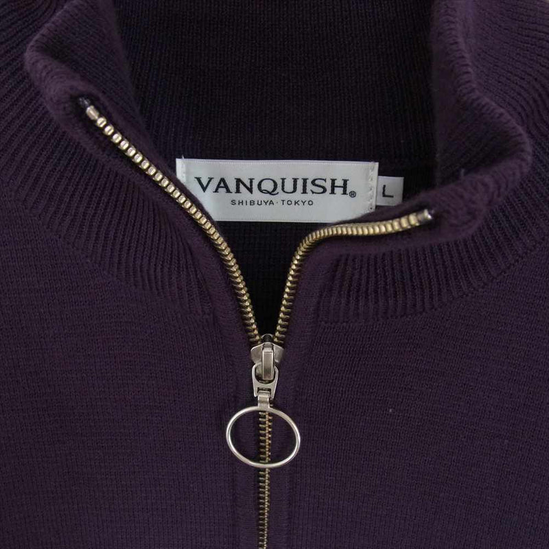 VANQUISH ヴァンキッシュ ハーフジップ ニット セーター パープル系 L【中古】