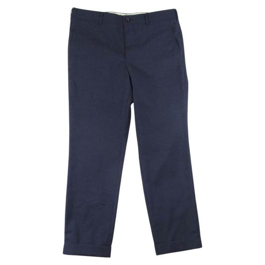 COMME des GARCONS HOMME PLUS コムデギャルソンオムプリュス PG-P046 AD2020 ウール100％ 裾ダブル ジップフライ スラックスパンツ ネイビー系 S【中古】