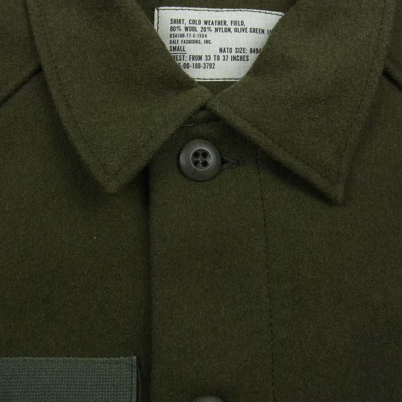 アメリカ軍 DSA100-77-C-1554 8415-00-188-3792 70s 77年生産 Wool Field Shirt ウール フィールド 長袖 シャツ カーキ系 S【中古】