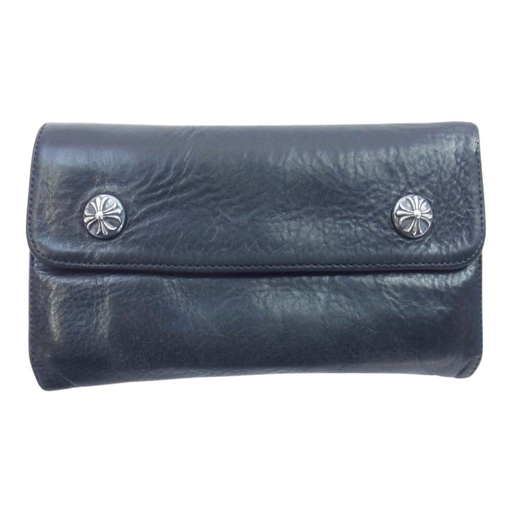 CHROME HEARTS クロムハーツ（原本無） WAVE クロスボールボタン ウェーブ ウォレット 長財布 ブラック系【中古】