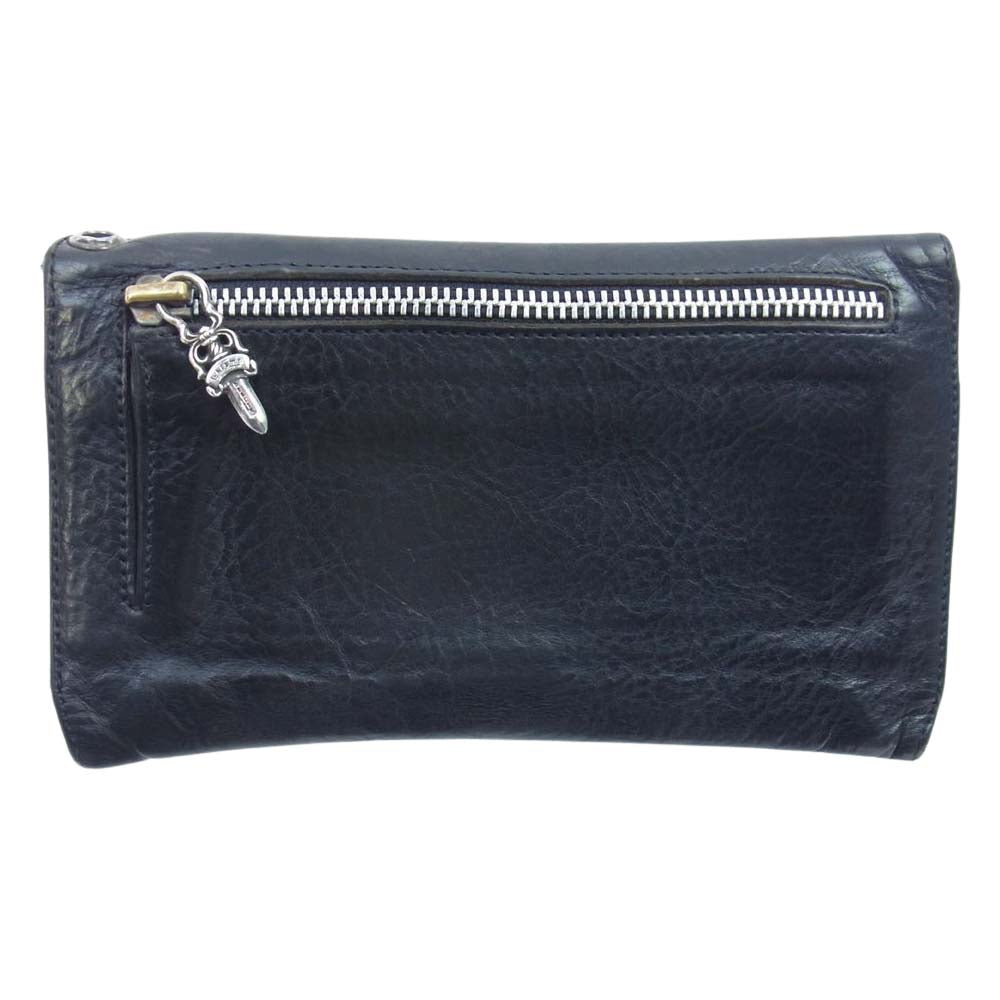 CHROME HEARTS クロムハーツ（原本無） WAVE クロスボールボタン ウェーブ ウォレット 長財布 ブラック系【中古】