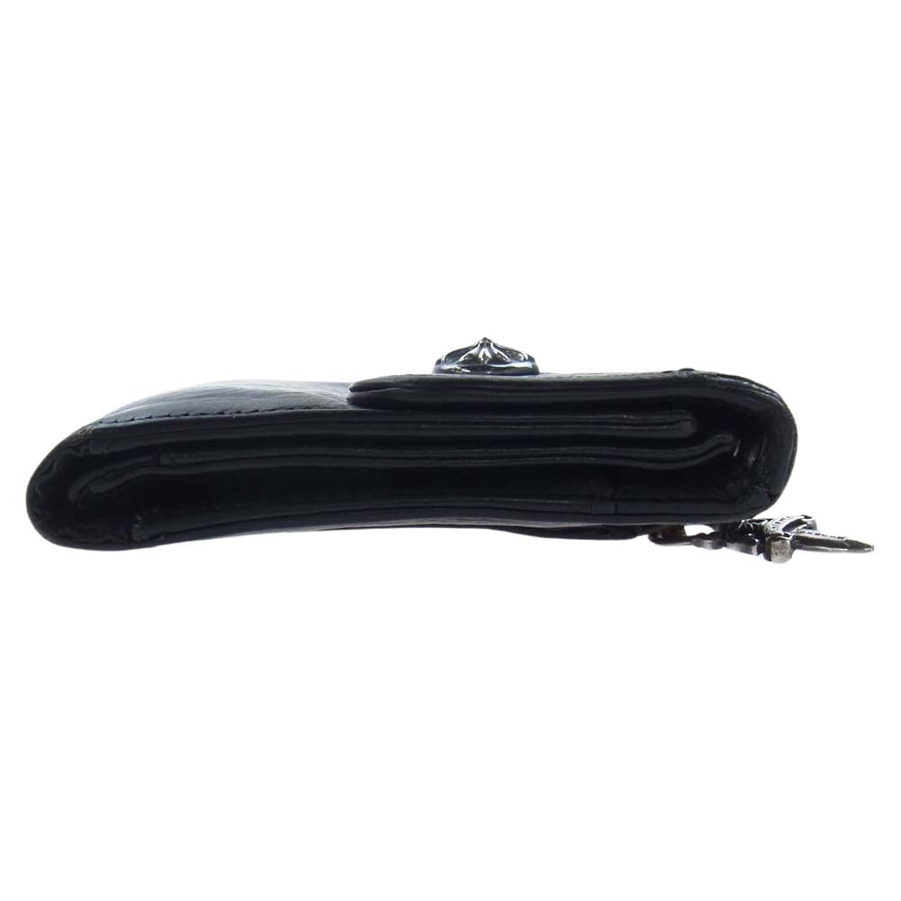 CHROME HEARTS クロムハーツ（原本無） WAVE クロスボールボタン ウェーブ ウォレット 長財布 ブラック系【中古】