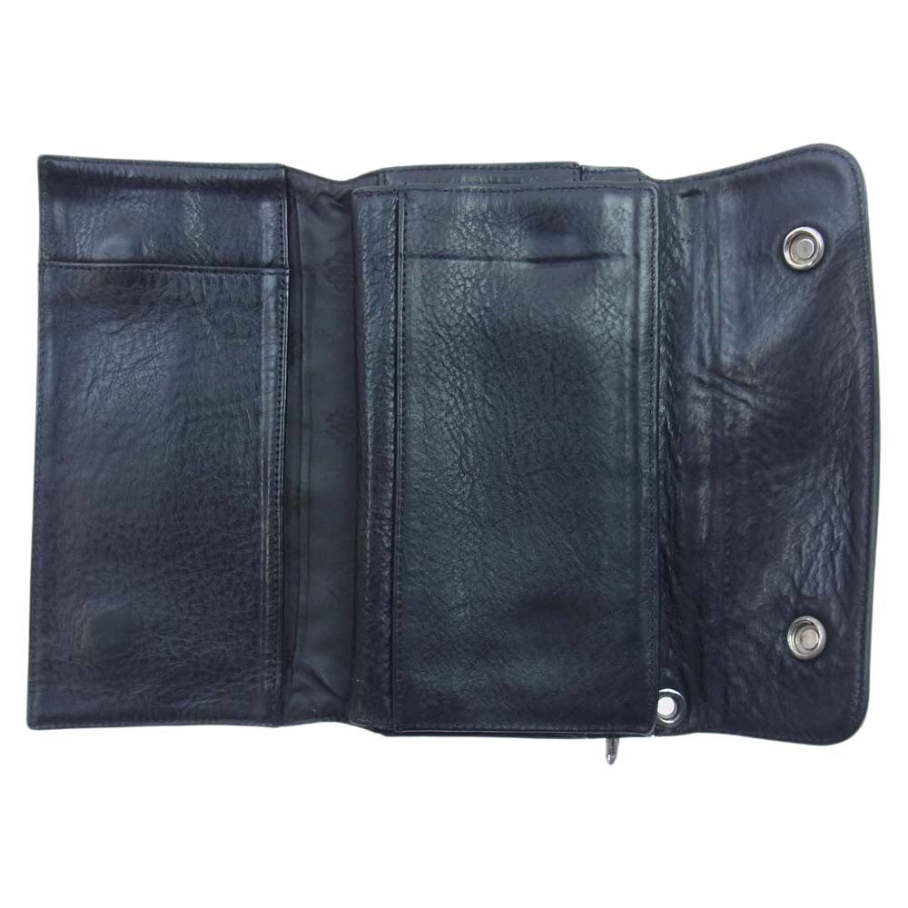 CHROME HEARTS クロムハーツ（原本無） WAVE クロスボールボタン ウェーブ ウォレット 長財布 ブラック系【中古】