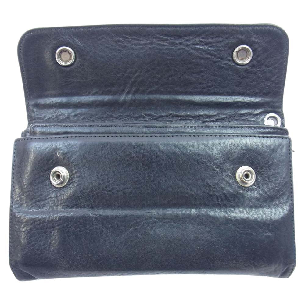 CHROME HEARTS クロムハーツ（原本無） WAVE クロスボールボタン ウェーブ ウォレット 長財布 ブラック系【中古】