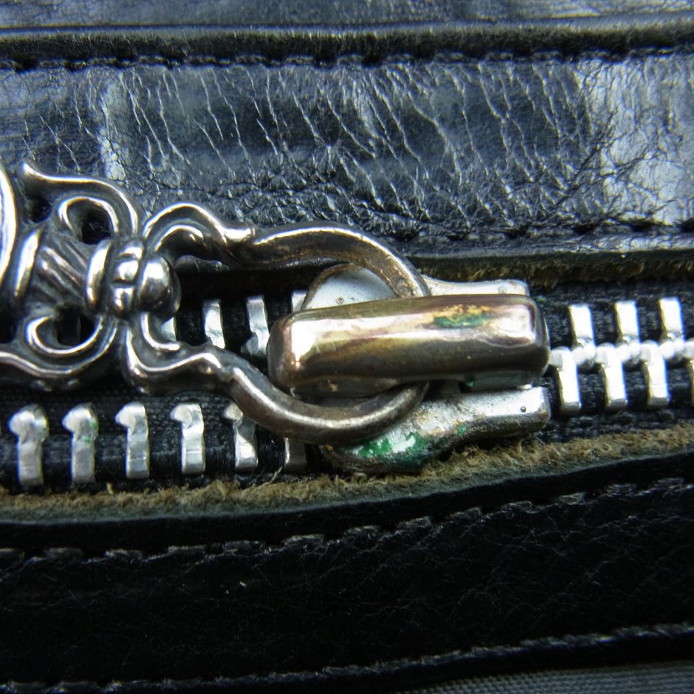 CHROME HEARTS クロムハーツ（原本無） WAVE クロスボールボタン ウェーブ ウォレット 長財布 ブラック系【中古】
