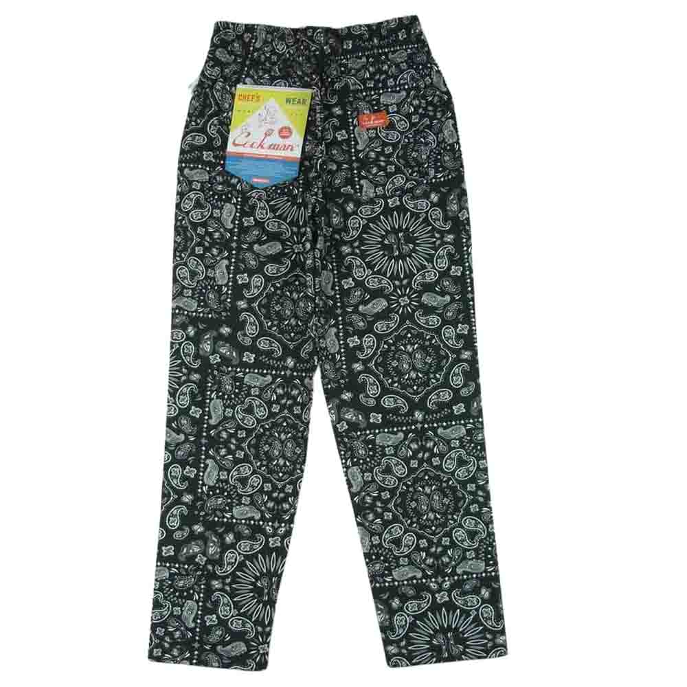 クックマン 231-01899 ペイズリー シェフ パンツ コットン 中国製 ブラック系 S【新古品】【未使用】【中古】