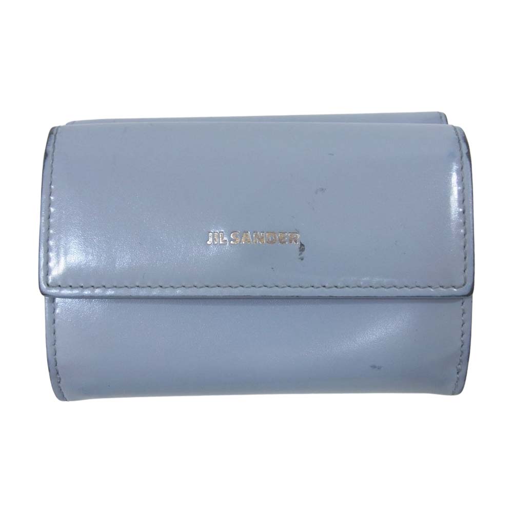 JIL SANDER ジルサンダー ロゴ コンパクトウォレット 三つ折り ミニ財布 ライトブルー系【中古】