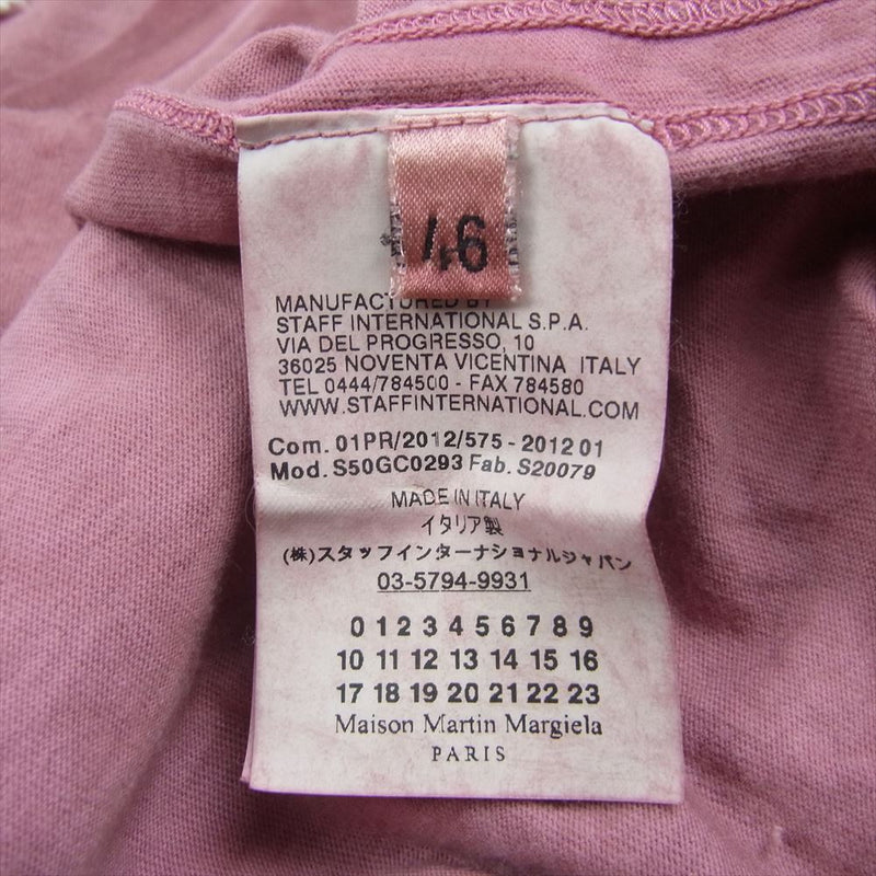 MAISON MARGIELA メゾンマルジェラ 12SS S50GC0293 四つタグ 後染め 半袖 Tシャツ ピンク系 46【中古】